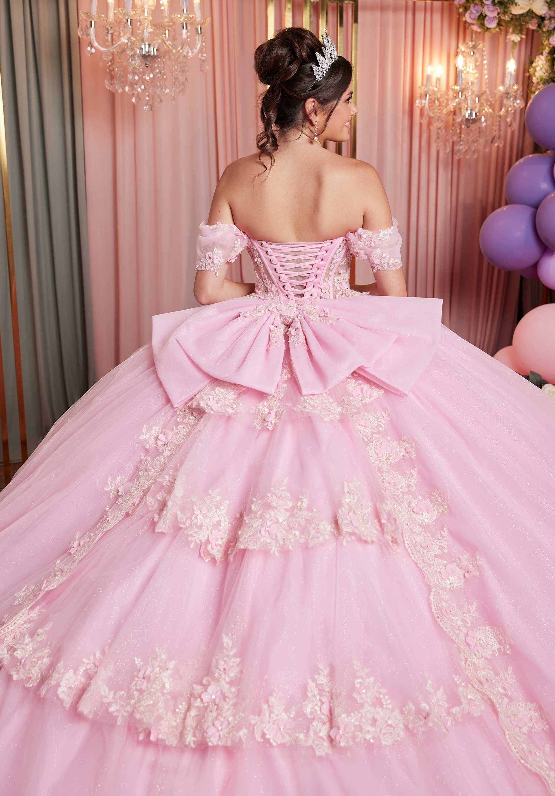 Sheer Sweetheart Quinceañera Dress with Split Skirt and Tiered Back - Image 15