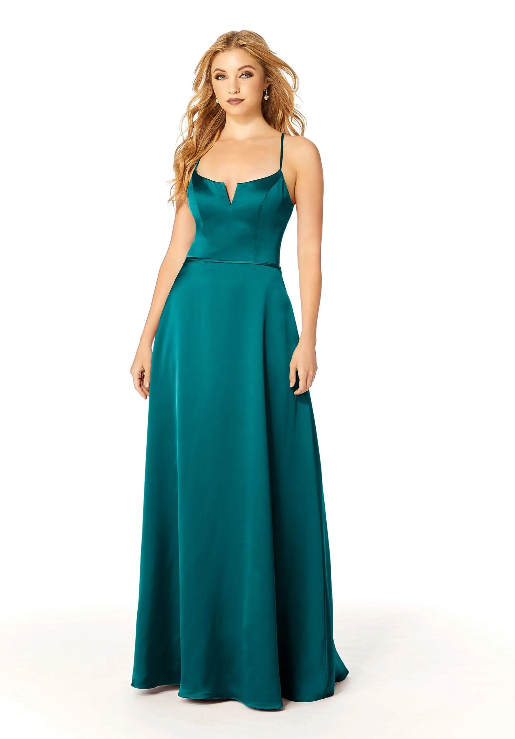 Silky Satin Bridesmaid Dress with Illusion Back - Image 17