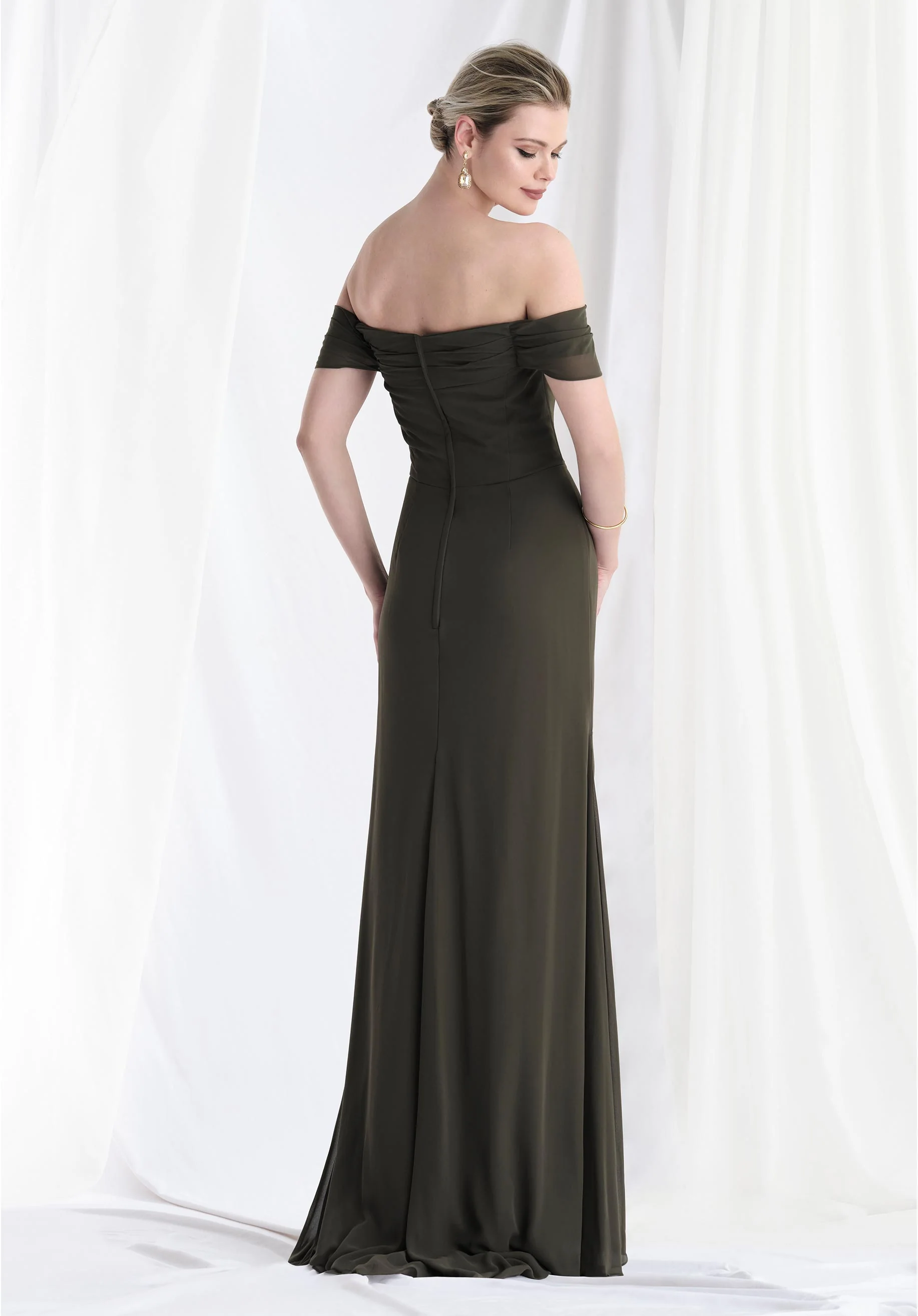 Soft Draped Chiffon A-Line Evening Gown - Image 9