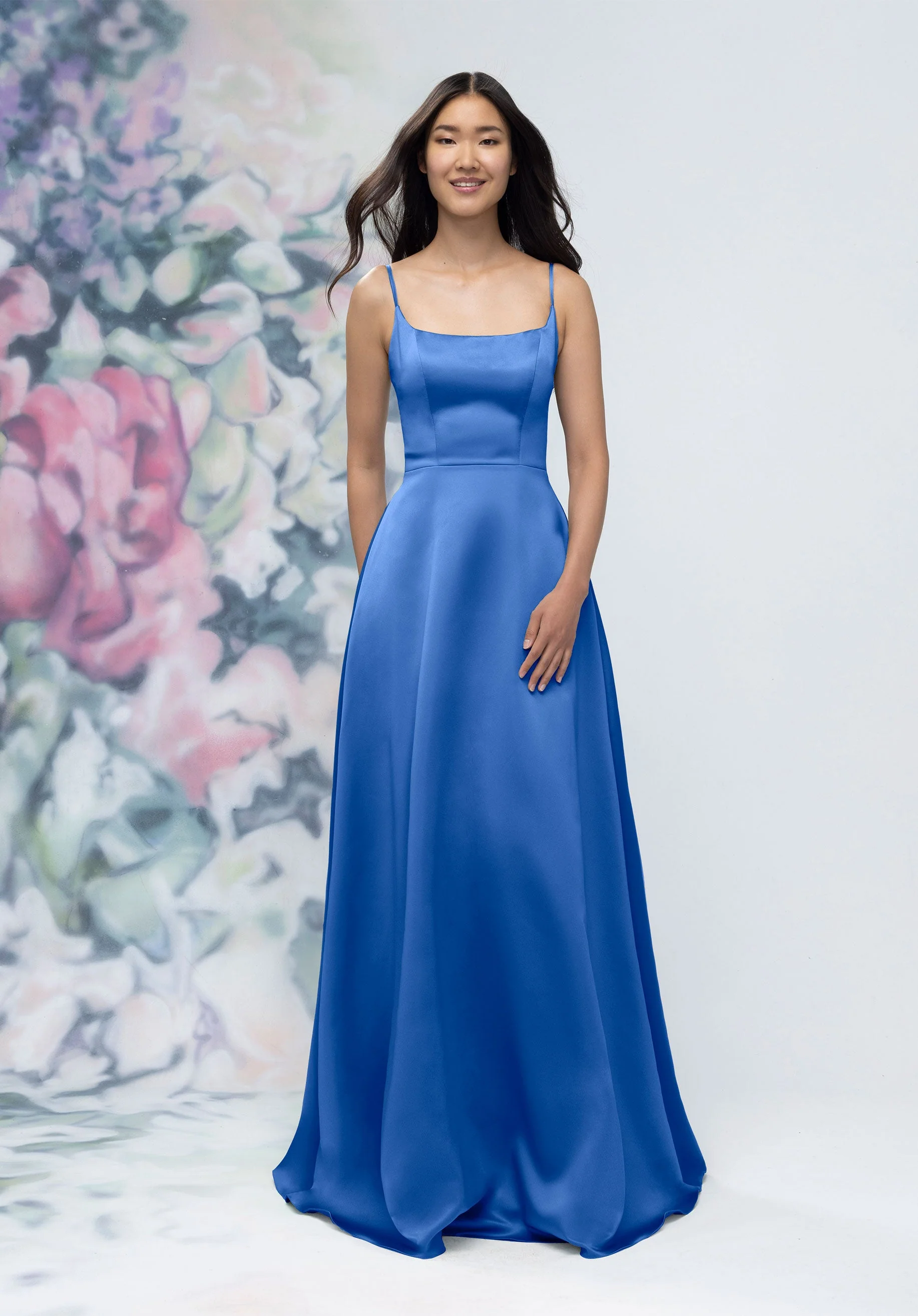 Soft Scoop Corset Back Satin A-Line Bridesmaid Dress - Image 3