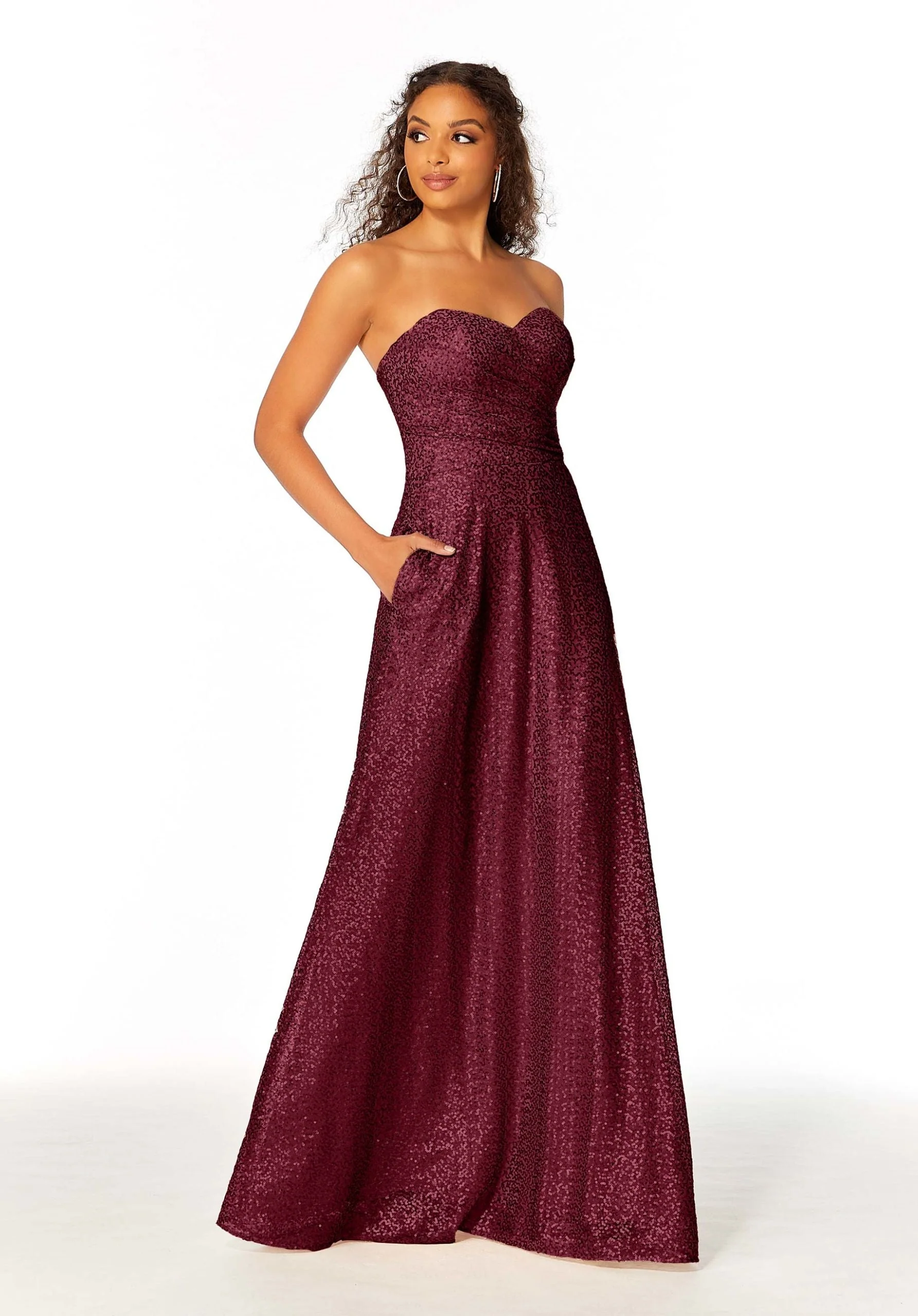 Strapless Sweetheart Caviar Mesh Bridesmaid Dress - Image 5
