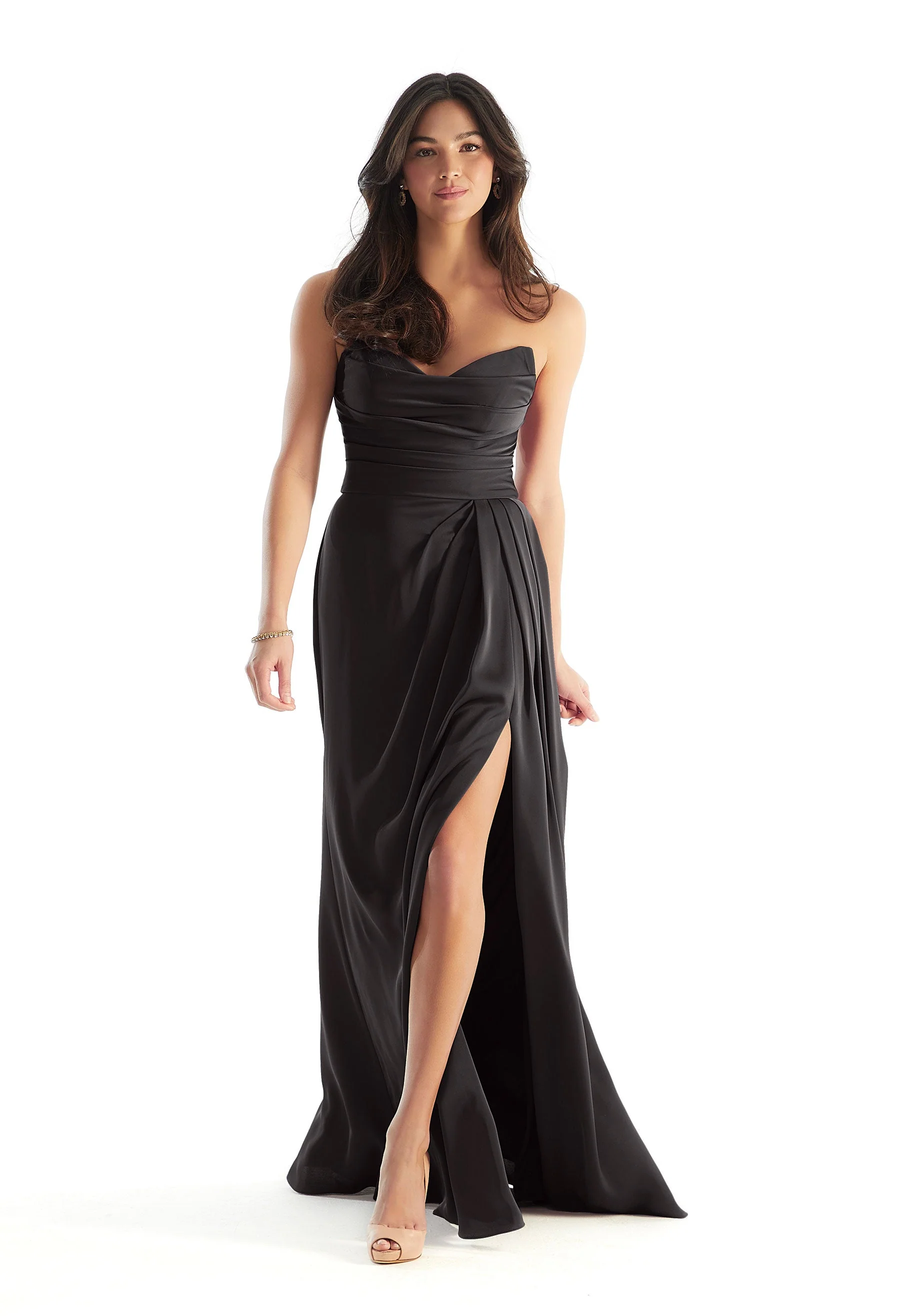Strapless V-Neck Luxe Satin Bridesmaid Dress - Image 18
