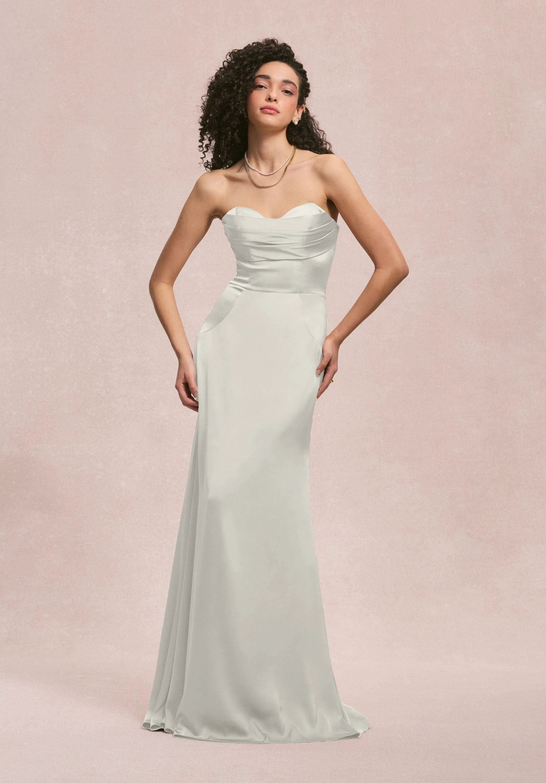Sweetheart Seam Draped Luxe Satin Bridesmaid Dress - Image 15