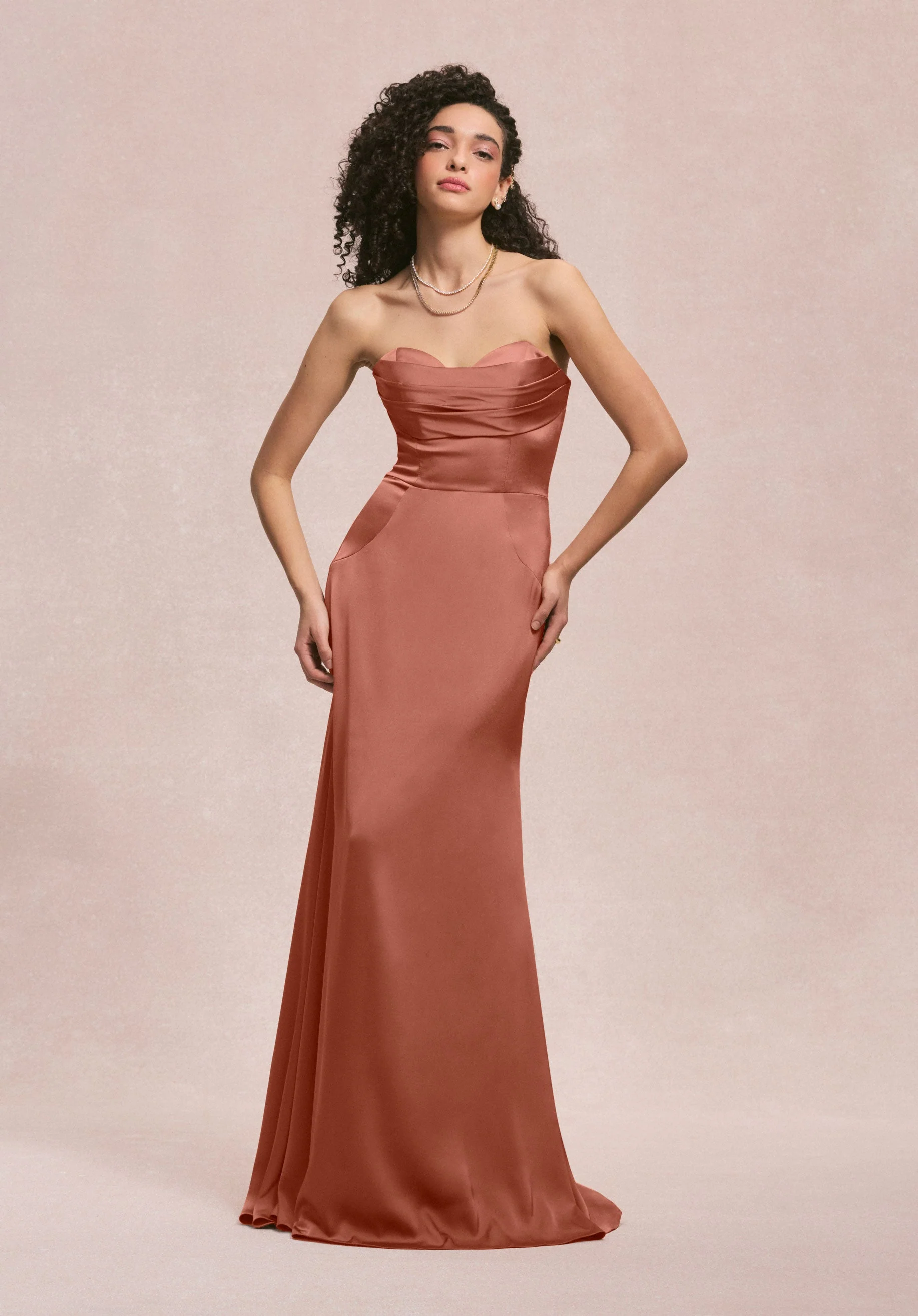 Sweetheart Seam Draped Luxe Satin Bridesmaid Dress - Image 20