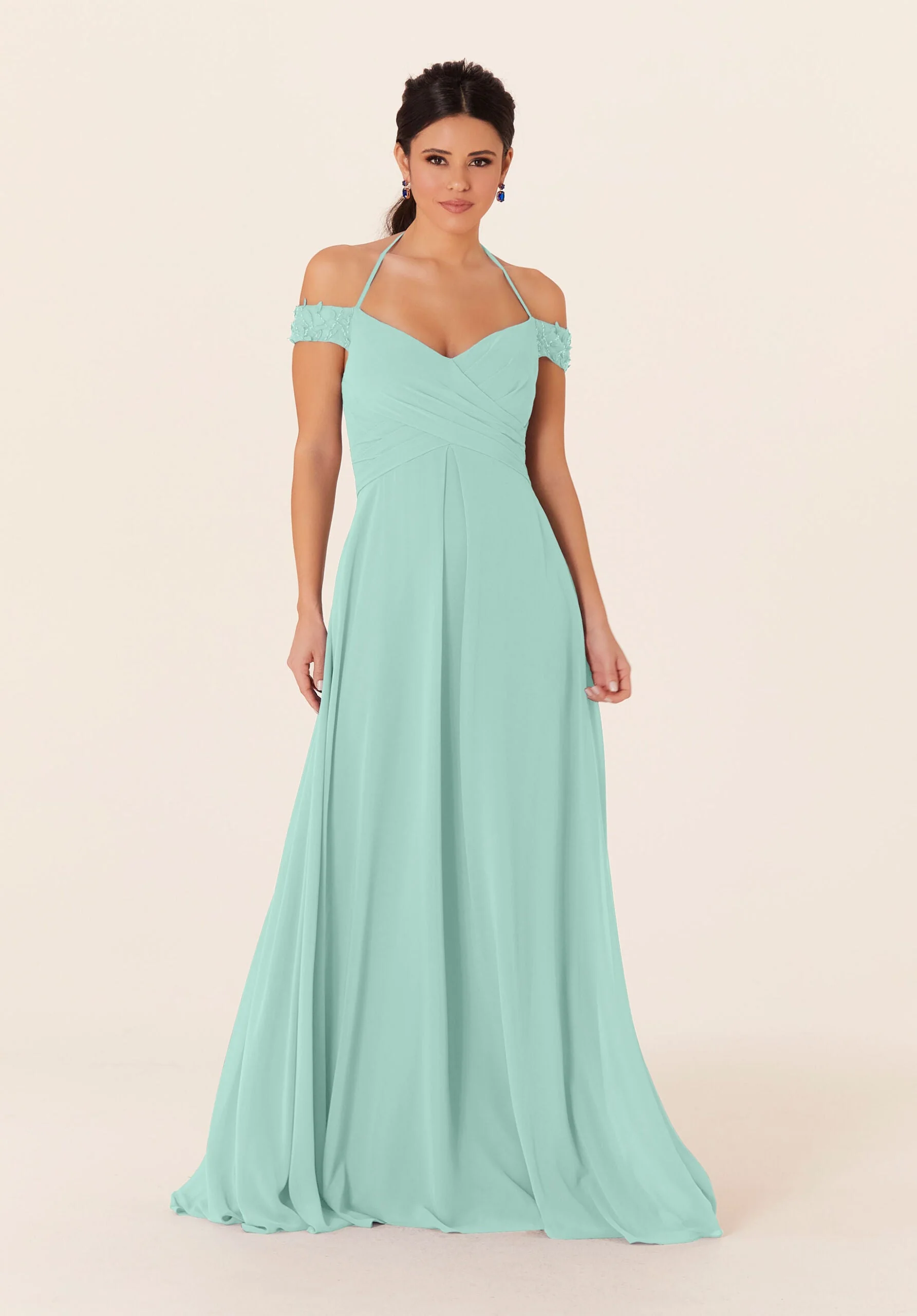 Tied Halter Chiffon Bridesmaid Dress - Image 36