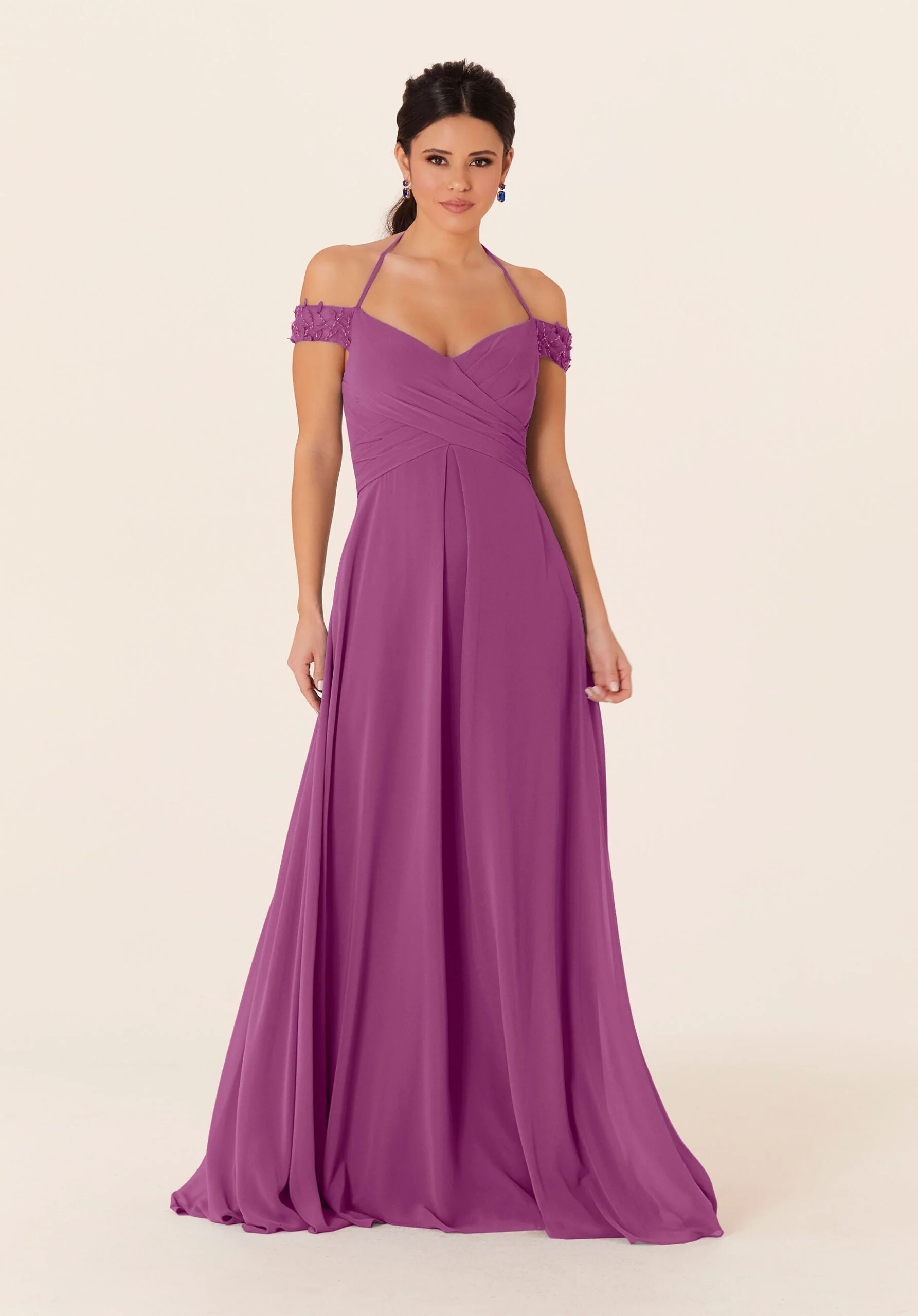Tied Halter Chiffon Bridesmaid Dress - Image 38