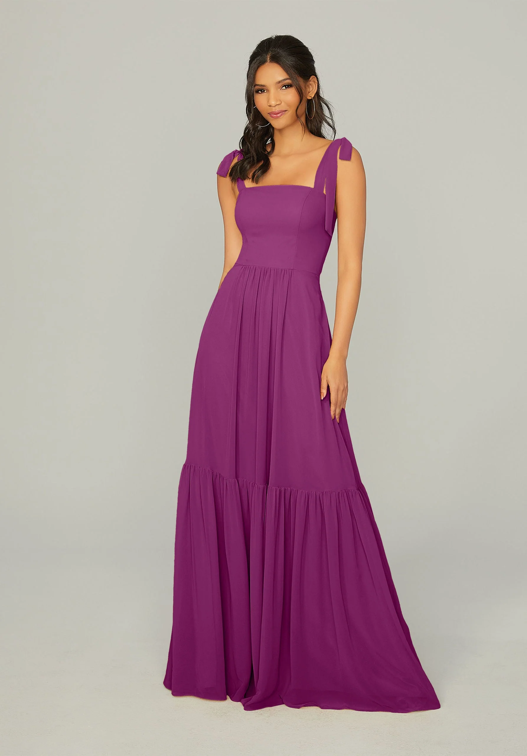 Tied Strap Chiffon Bridesmaid Dress - Image 36