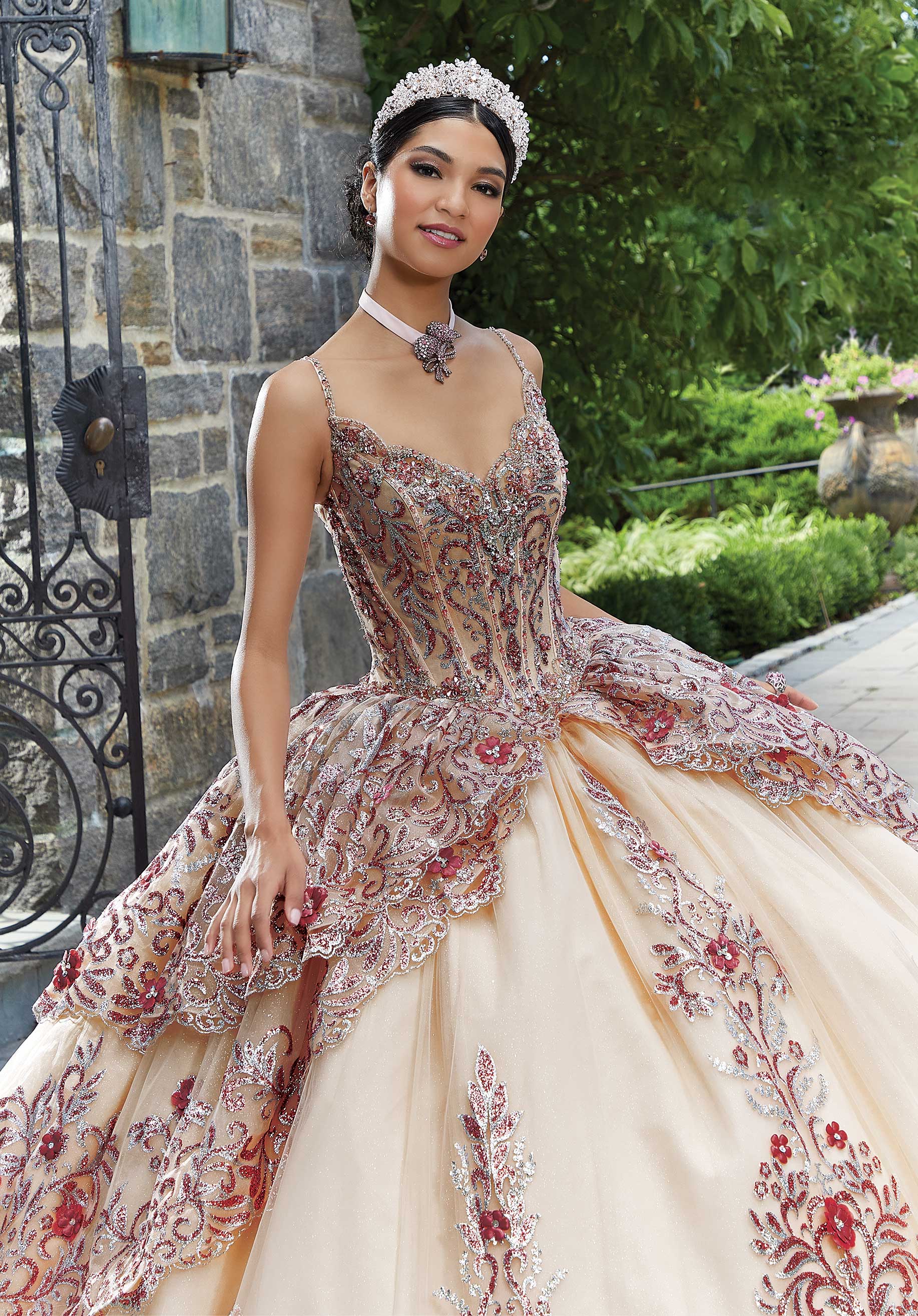 Tiered Scalloped Tulle Quinceañera Dress - Image 2