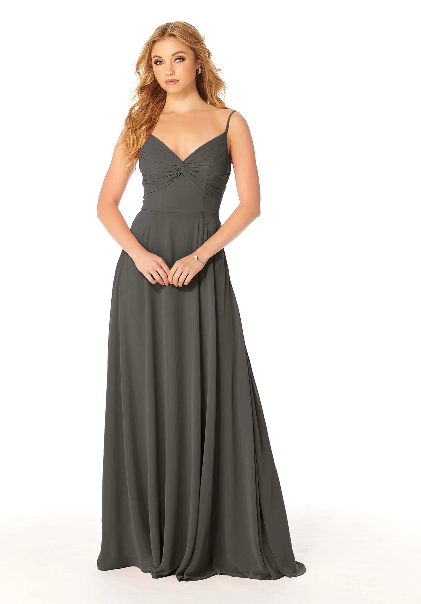 Twist-Knot Chiffon Bridesmaid Dress - Image 15