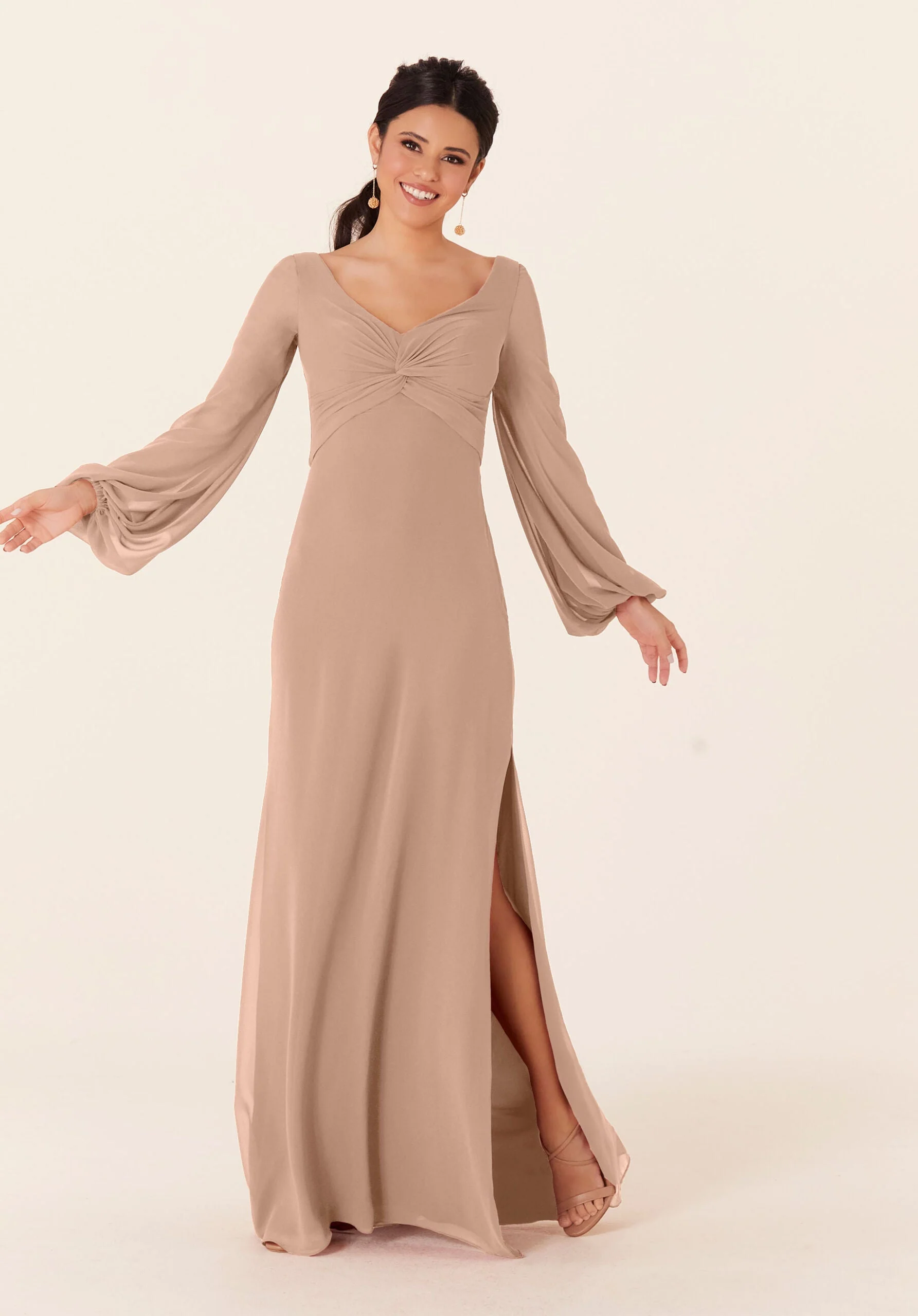 Twist Knot Chiffon Bridesmaid Dress - Image 10