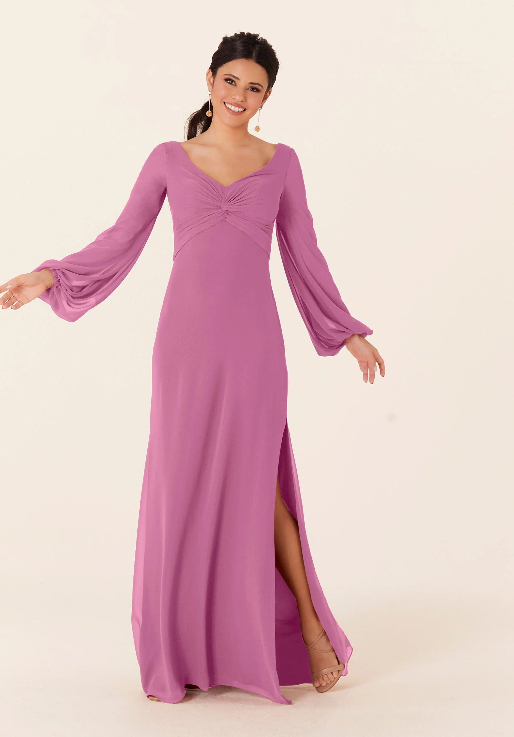 Twist Knot Chiffon Bridesmaid Dress - Image 34