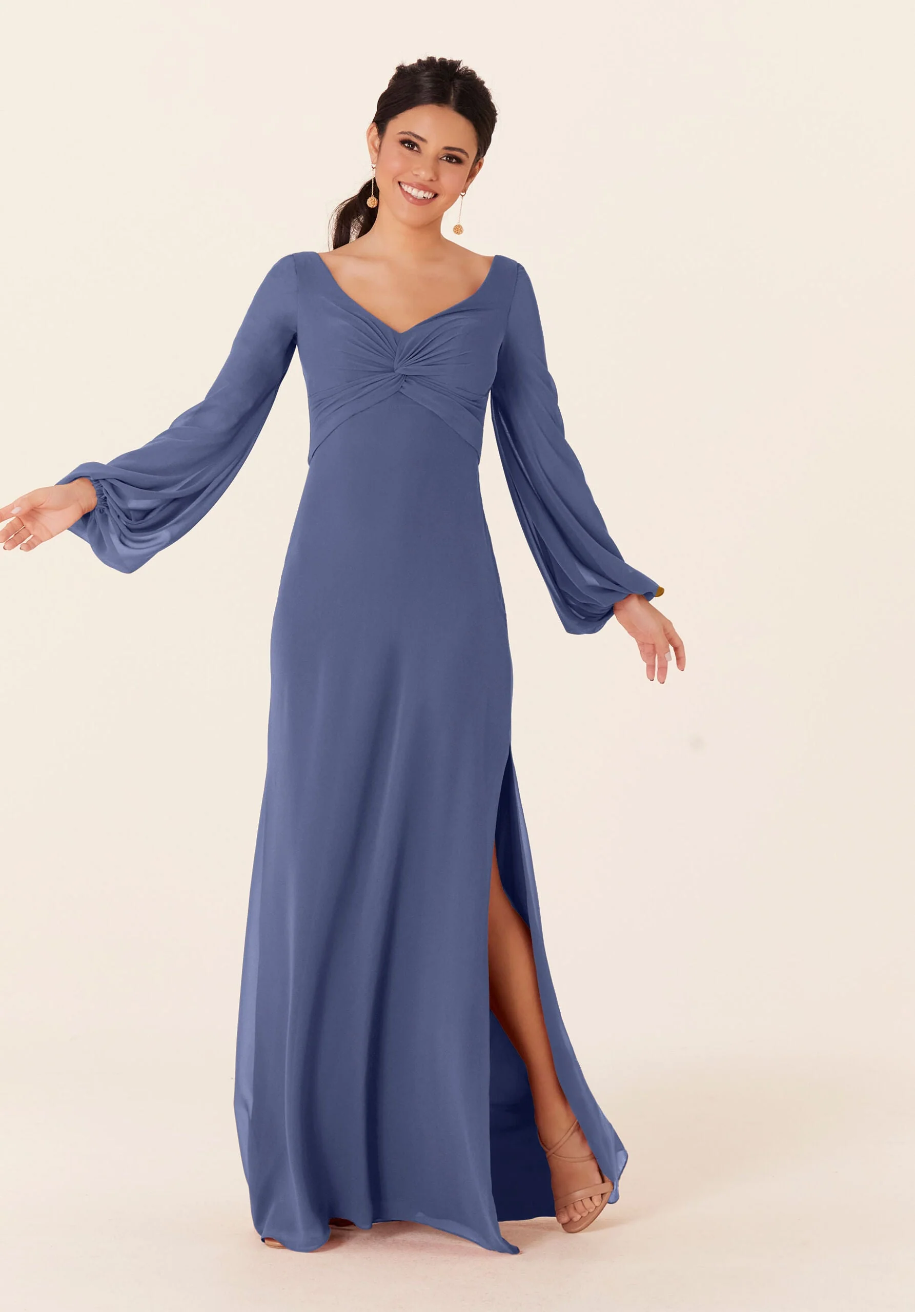 Twist Knot Chiffon Bridesmaid Dress - Image 44