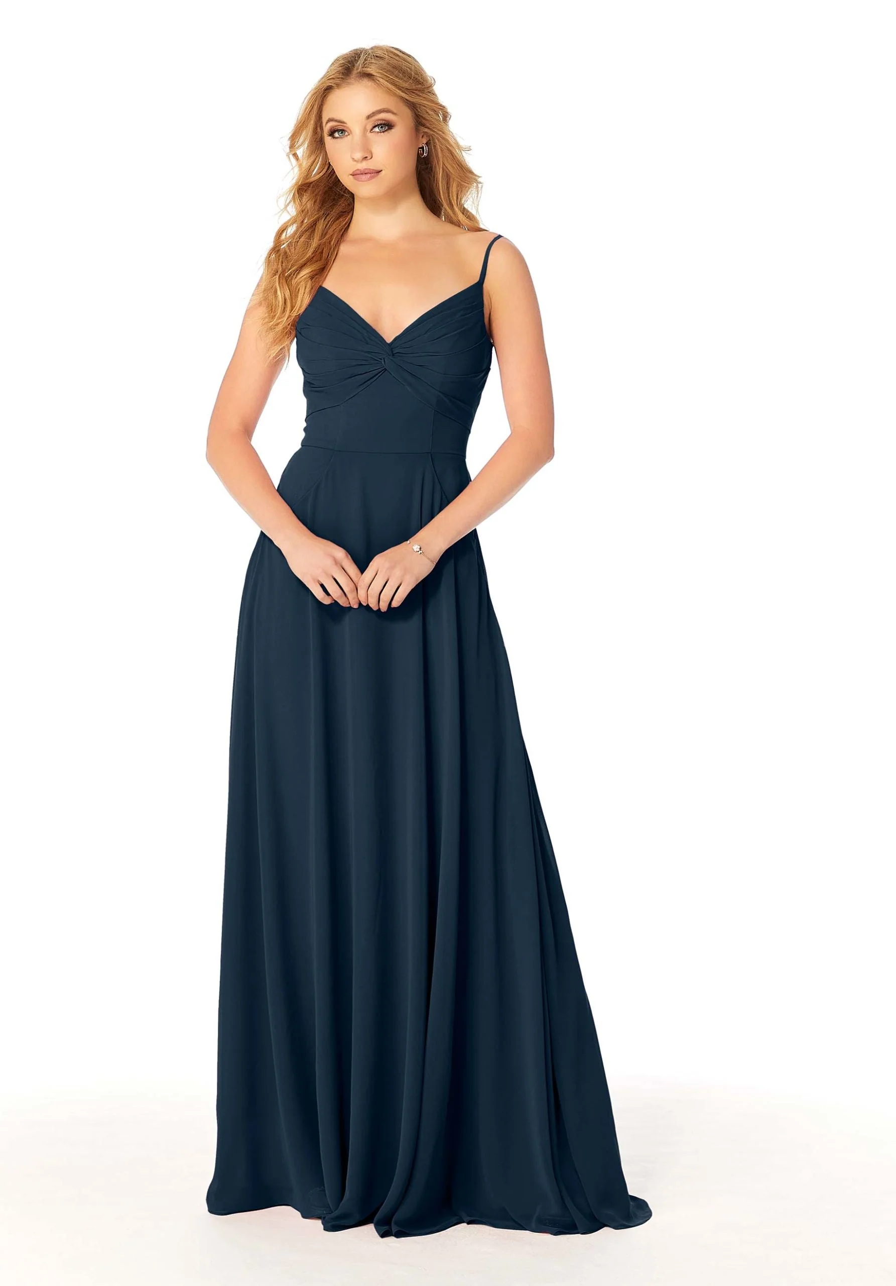 Twist-Knot Chiffon Bridesmaid Dress - Image 35