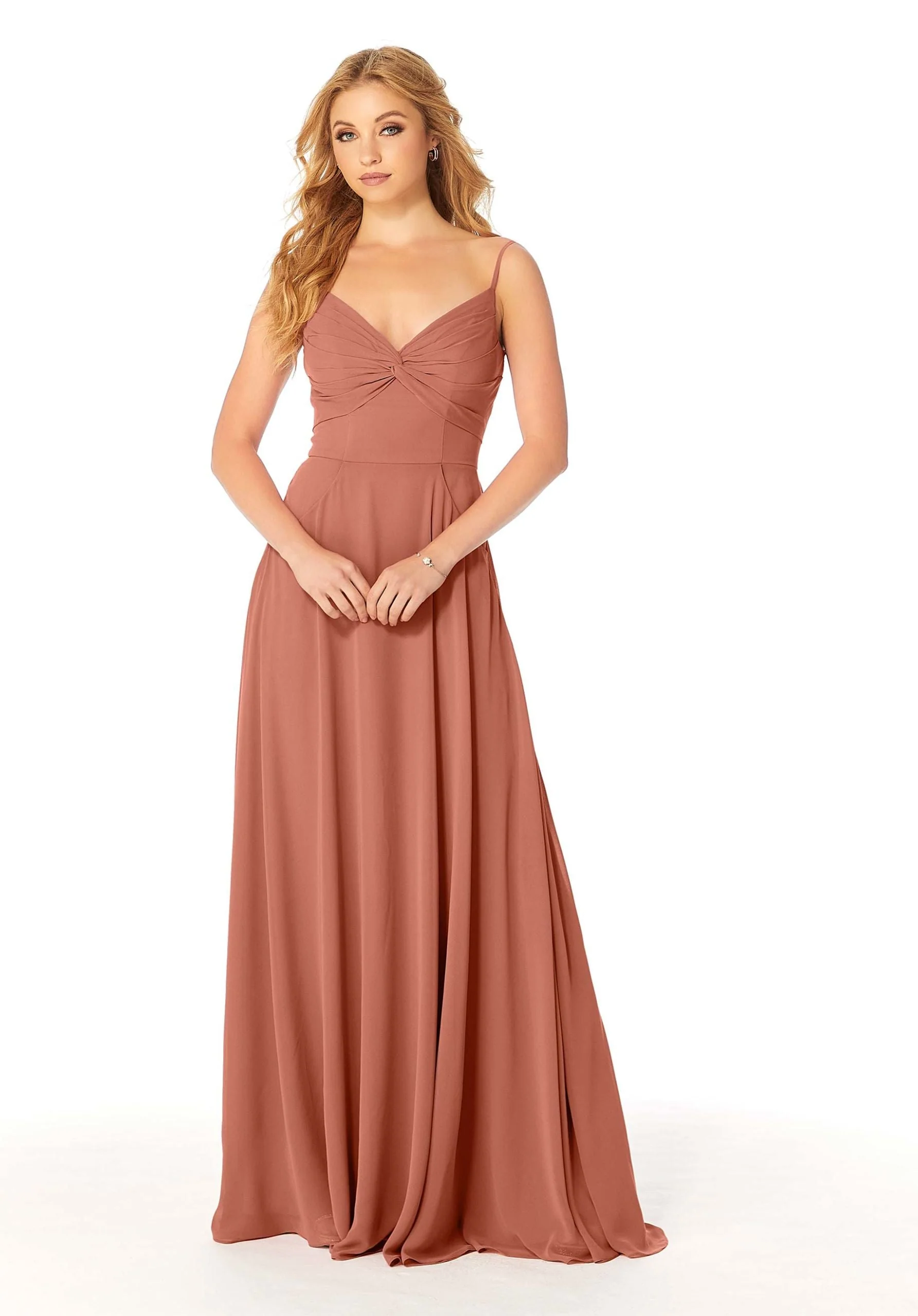 Twist-Knot Chiffon Bridesmaid Dress - Image 48