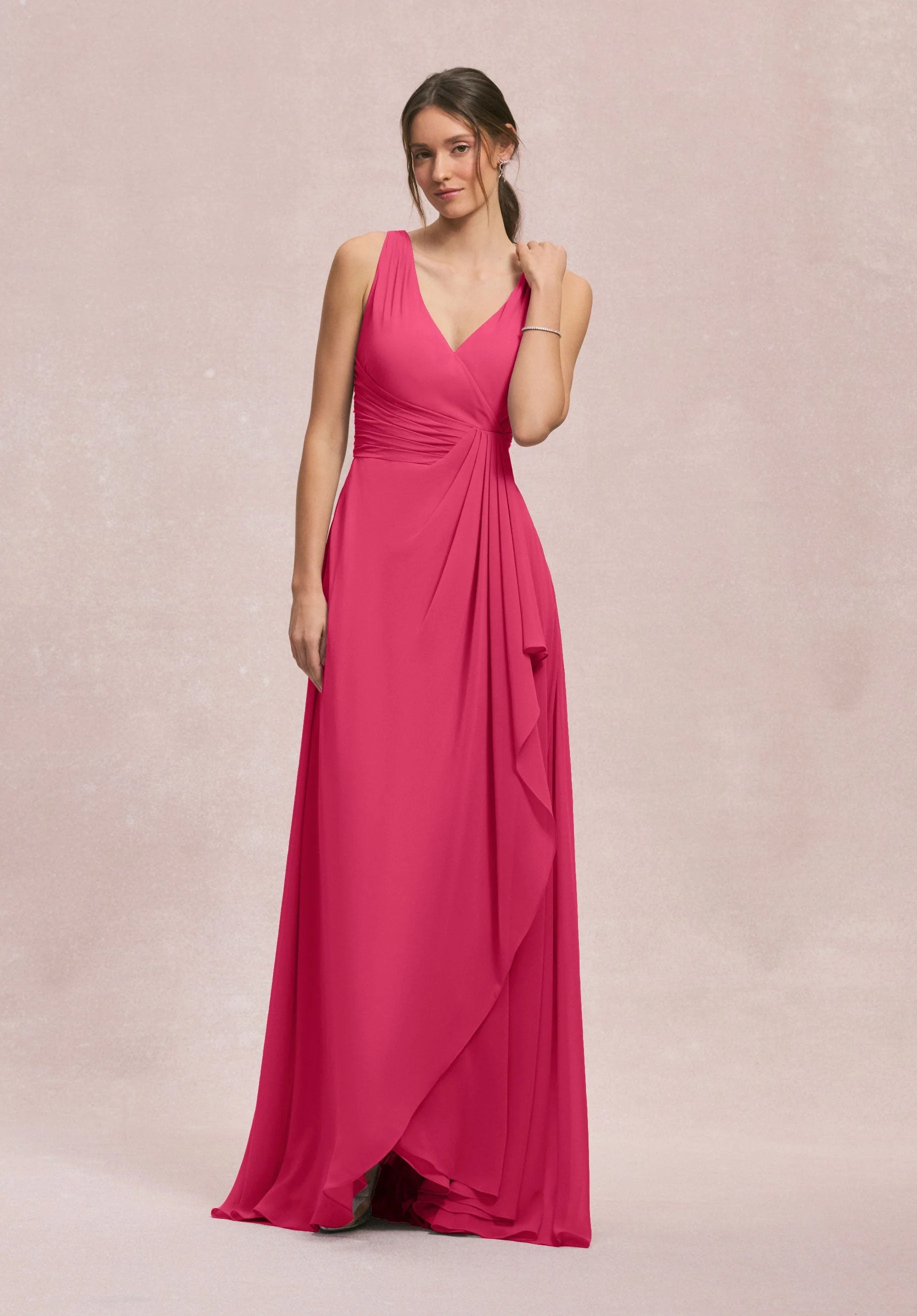 V-Neck Chiffon Bridesmaid Dress with Cascading Ruffle - Image 12