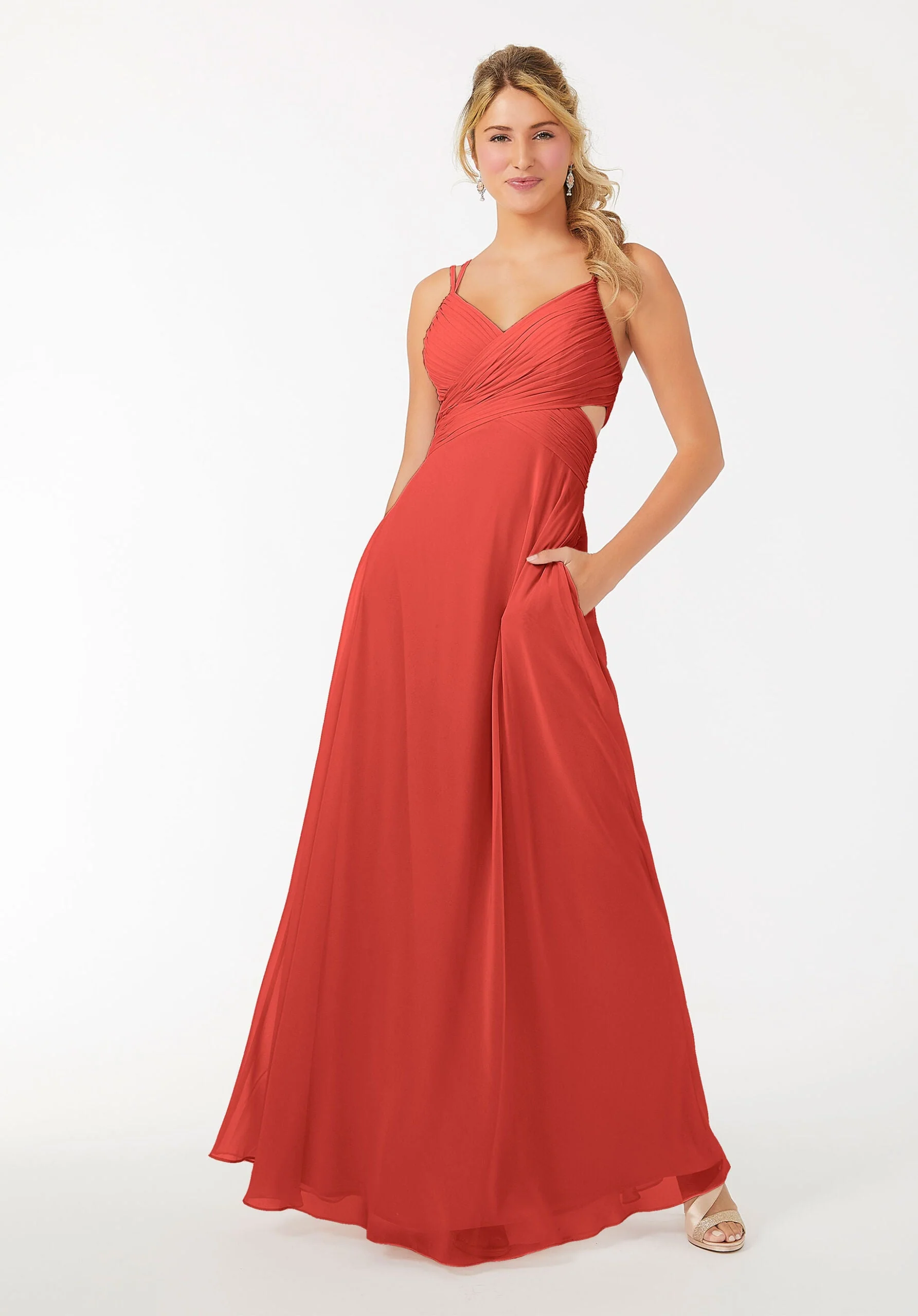 Wrapped Cutout Chiffon Bridesmaid Dress - Image 15