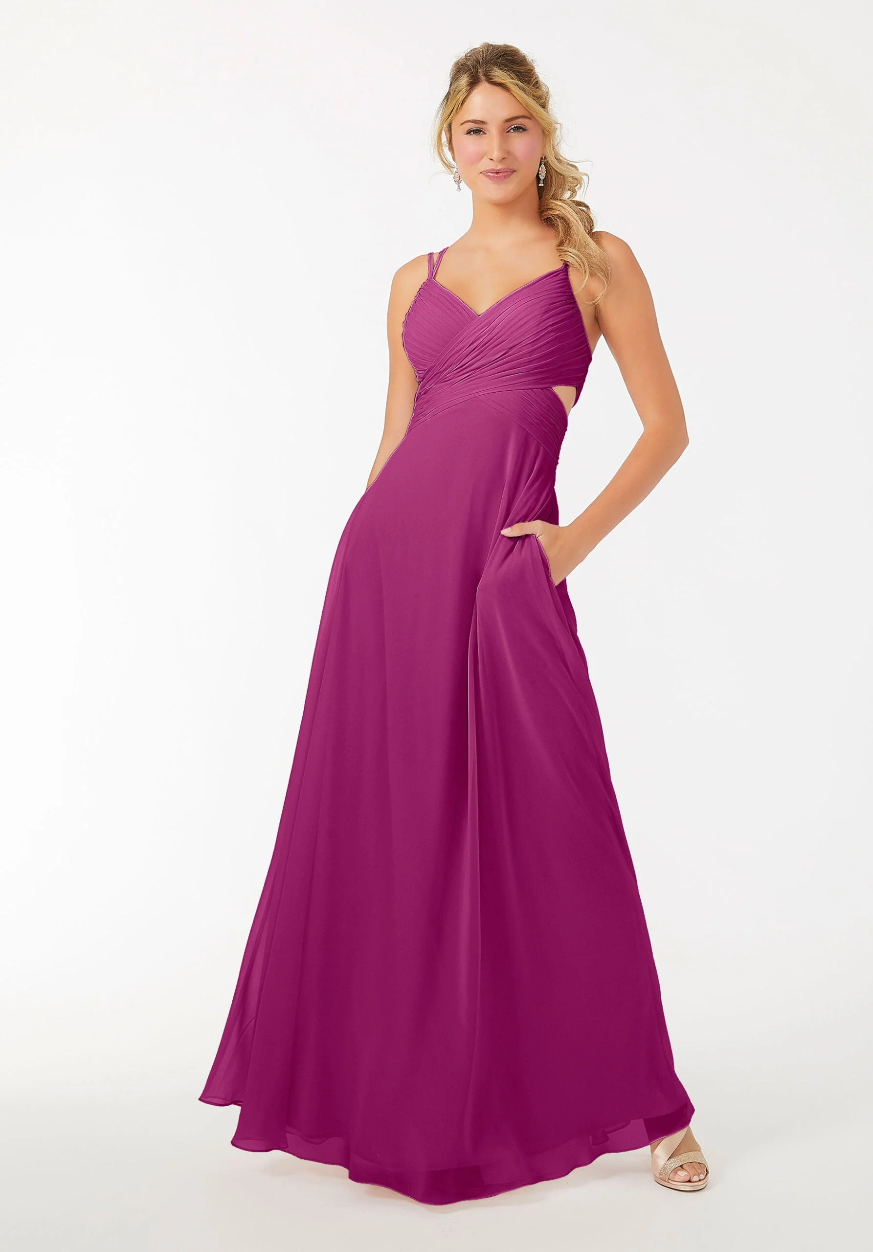 Wrapped Cutout Chiffon Bridesmaid Dress - Image 31