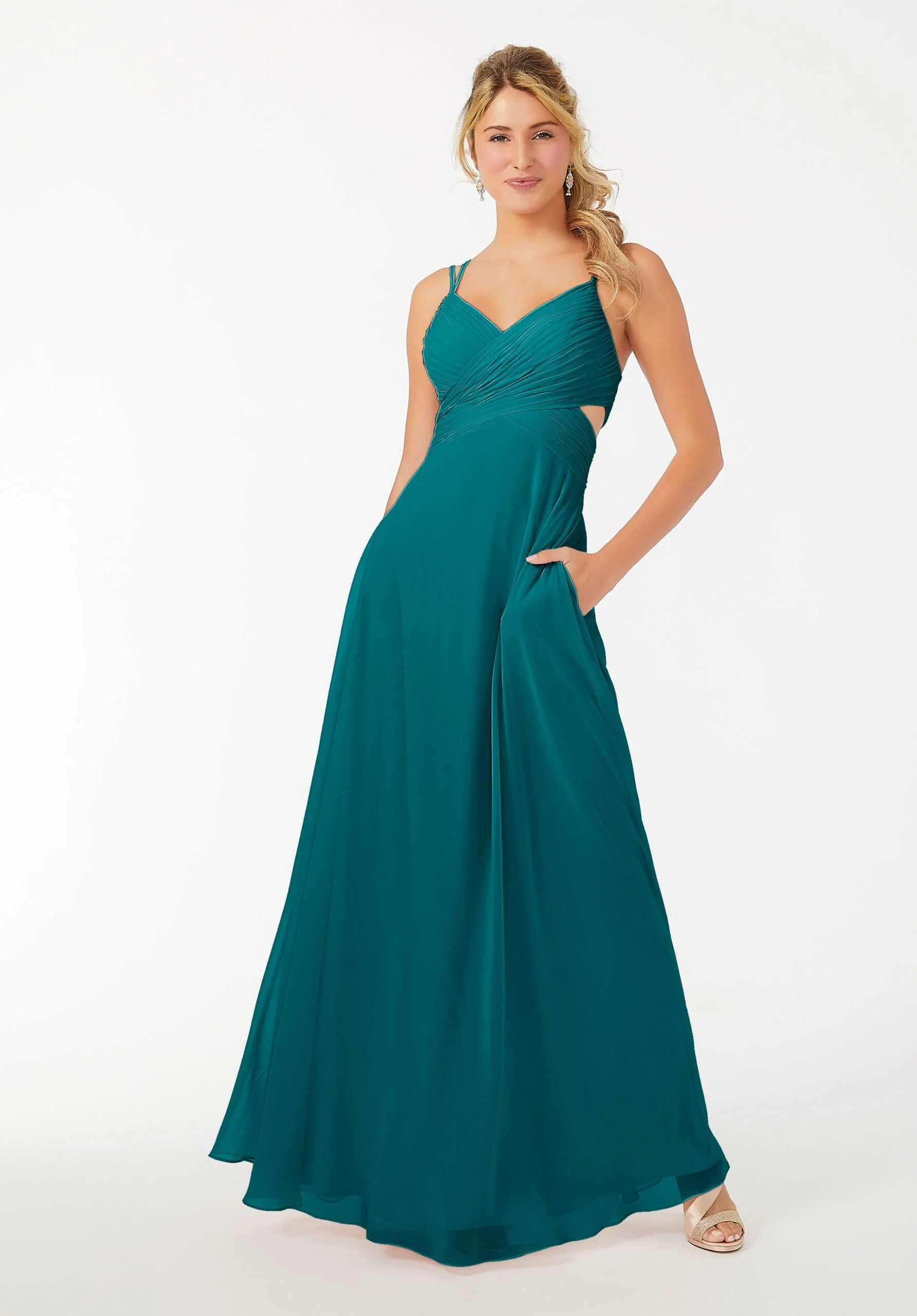 Wrapped Cutout Chiffon Bridesmaid Dress - Image 45